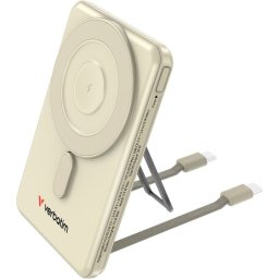 Външна батерия Verbatim Charge 'n' Go 2C Power Bank Magnetic Wireless 5000mAh with 2 USB-C Cables & Stand Gold