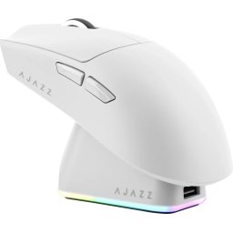 Ajazz професионална геймърска мишка AJ139P V3 MC - Wireless Gaming Mouse - 1K, Magnetic Charging Dock, White