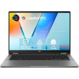 Лаптоп ASUS VIVOBOOK 14 FLIP TP3407SA-SG155WNA - 14" WUXGA OLED Touch, Intel Core Ultra 7 258V, 32GB RAM, Windows 11