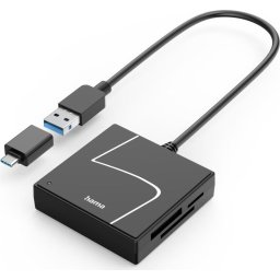 HAMA Четец за карти USB, USB-A, с USB-C адаптер, USB 3.2 Gen1, SD/micro-SD/CF/MS