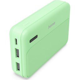 HAMA Външна батерия "Pocket 10", 10000 mAh, Изходи: 2x USB-A, зелена
