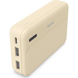 HAMA Външна батерия "Pocket 10", 10000 mAh, Изходи: 2x USB-A, бежов