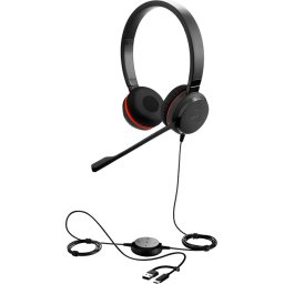 JABRA Evolve 20 SE, Stereo MS, USB C/A adapter, Leather