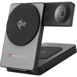 Външна батерия Verbatim Foldable 3-in-1 Qi2 Magnetic Wireless Power Bank 5000 mAh Grey