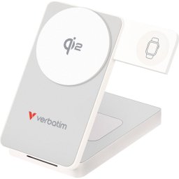 Външна батерия Verbatim Foldable 3-in-1 Qi2 Magnetic Wireless Power Bank 10000 mAh White