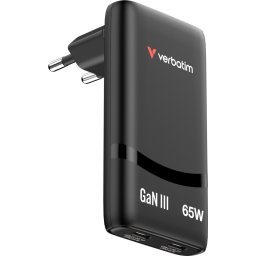 Зарядно устройство Verbatim Fold 'n' Go GaN Charger 65W EU plug Black