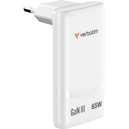 Зарядно устройство Verbatim Fold 'n' Go GaN Charger 65W EU plug White