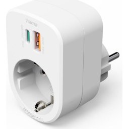 HAMA 3-мултипортов контакт, 1 x USB-C PD, 1 x USB-A, 1 x Шуко контакт, 30W PD