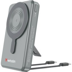 Външна батерия Verbatim Power Bank Magnetic Wireless 10.000 mAh C+C Display Grey