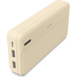 Външна батерия HAMA Pocket 20, 20000 mAh, USB-A, бежов