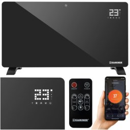 Стъклен електрически конвектор Kaminer Zelva 2500W — С WiFi управление, термостат и дистанционно