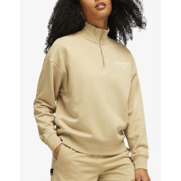 PUMA Team Womens Half-Zip Sweatshirt Beige
