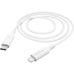 Кабел за зареждане/Дата, USB-C/ Type-C/-Lightning, 1м, бял