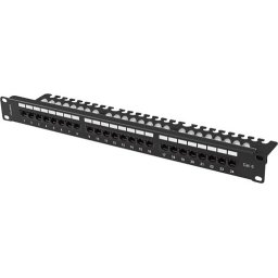 Пач панел Lanberg patch panel 24 port 1U 19" CAT.6 utp with cable organizer black