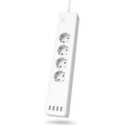 HAMA Смарт разклонител Wi-Fi 2.4Ghz, 4 гнезда, 4xUSB, 1.7 m, бял