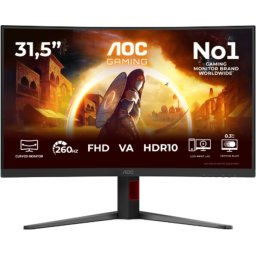 Монитор AOC C32G4Z, 31.5" Curved 1500R, VA, WLED, 1920x1080@260Hz (OC, Native 240Hz), 4ms GtG, 0.3ms MPRT, 300cd m/2, 3500:1, Ad
