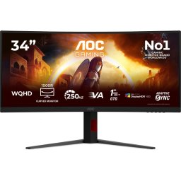 Монитор AOC CU34G4ZCA, 34" Curved 1500R, Fast VA, WLED, 3440x1440@250Hz, 1ms GtG, 0.3ms MPRT, 450cd m/2, 3000:1, Adaptive Sync,