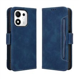 Кожен калъф тип портмоне с магнитна закопчалка за Honor 600 Smart - тъмно син