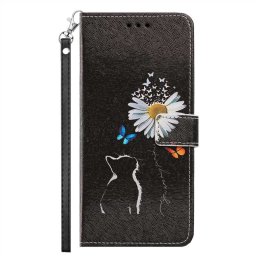 Калъф страничен флип за Honor 600 Smart - черна котка
