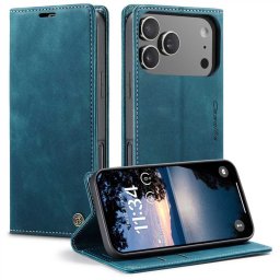 Калъф страничен flip марка CASEME за iPhone 17 Pro – тюркоазен
