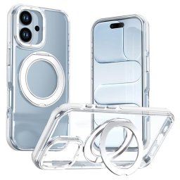 Хибриден гръб с кръгла метална стойка MAGSAFE за iPhone 17 - бял