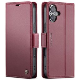 Калъф страничен flip марка CASEME за iPhone 17 – винено червен