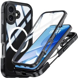Цялостен гръб от силикон и пластмаса за iPhone 17 - прозрачен с черна рамка
