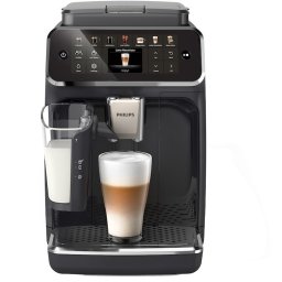 Кафеавтомат Philips EP4441/50 серия 4400, 15 бара налягане, LatteGO, 12 вида напитки, Интуитивен сензорен екран, SilentBrew, Керамична мелачка, Функция QuickStart, Черен/Сребрист