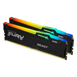 Памет 64GB (2x32GB) DDR5 6000MT/s, Kingston FURY Beast Black RGB KF560C36BBE2AK2-64, 1.1 V
