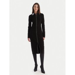 Patrizia Pepe Плетена рокля 2A2982 K215 Черен Regular Fit