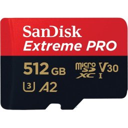 Карта памет SanDisk Extreme PRO microSDXC 512GB - U3 A2 V30 + SD с адаптер