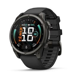 Garmin Fenix 9 - 47 mm, Carbon gray DLC titanium с black силиконова каишка