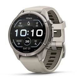 Garmin Fenix 9 Pro - 43 mm, Titanium с fog gray/dark sandstone силиконова каишка