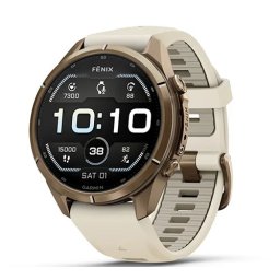 Garmin Fenix 9 Pro - 43 mm, Autumn Gold Titanium с Cream/French Gray силиконова каишка