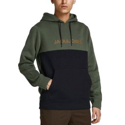 JACK&JONES Colourblock Logo Hoodie Green