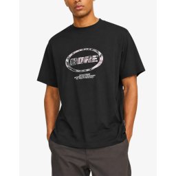 JACK&JONES Jcolido Aop Front Print Tee SS Crew Neck Black