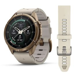 Garmin Fenix 9 Pro, inReach - 43 mm, Autumn gold titanium с bone кожена каишка и cream/French gray силиконова каишка 010-04335-41
