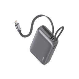 Портативна батерия ttec - ReCharger Pro LCD mAh, PD 20W, прибираем USB-C, Сиво