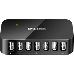 USB хъб D-Link DUB-H7/E със захранване, 7-порта, USB 2.0, Черен