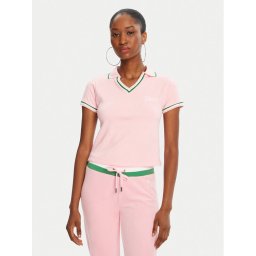 Juicy Couture Тениска с яка и копчета JCWCT225355 Розов Regular Fit