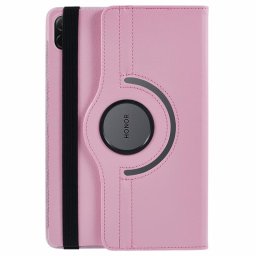 Кожен калъф за Honor Pad X8a с въртяща поставка - светло розов