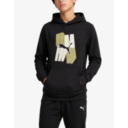 PUMA Ess Graphic Hoodie Black