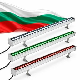 LED Прожектори Българско Знаме Wall Washer Бял Зелен Червен 3бр х 100см Комплект