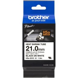 BROTHER HSE251E Black on white heat shrink tape 21mm