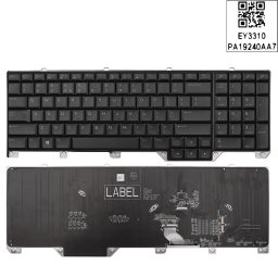 Клавиатура за лаптоп Dell, съвместима със серия Alienware 17 R5 M15 M17 R2 A51M P38E 2019, черна, с RGB подсветка