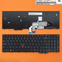 Клавиатура за лаптоп Dell, съвместима със серия ThinkPad Edge E570 E575, черна, с рамка