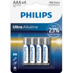 Philips Ultra Alkaline батерия LR03 AAA, 4-blister