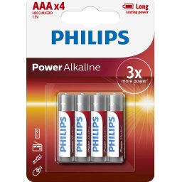 Philips Power Alkaline батерия LR03 AAA, 4-blister