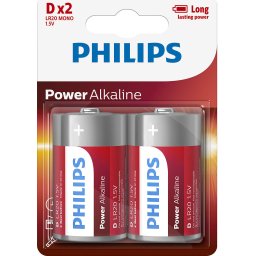 Philips Power Alkaline батерия LR20 D, 2-blister