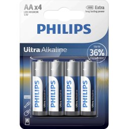Philips Ultra Alkaline батерия LR6 AA, 4-blister
